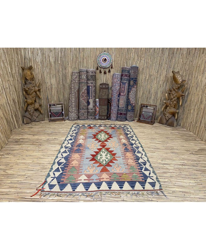 Handmade Turkish Kayseri Nomadic Original  Wool on Wool Kilim – FREE SHIPPING..!